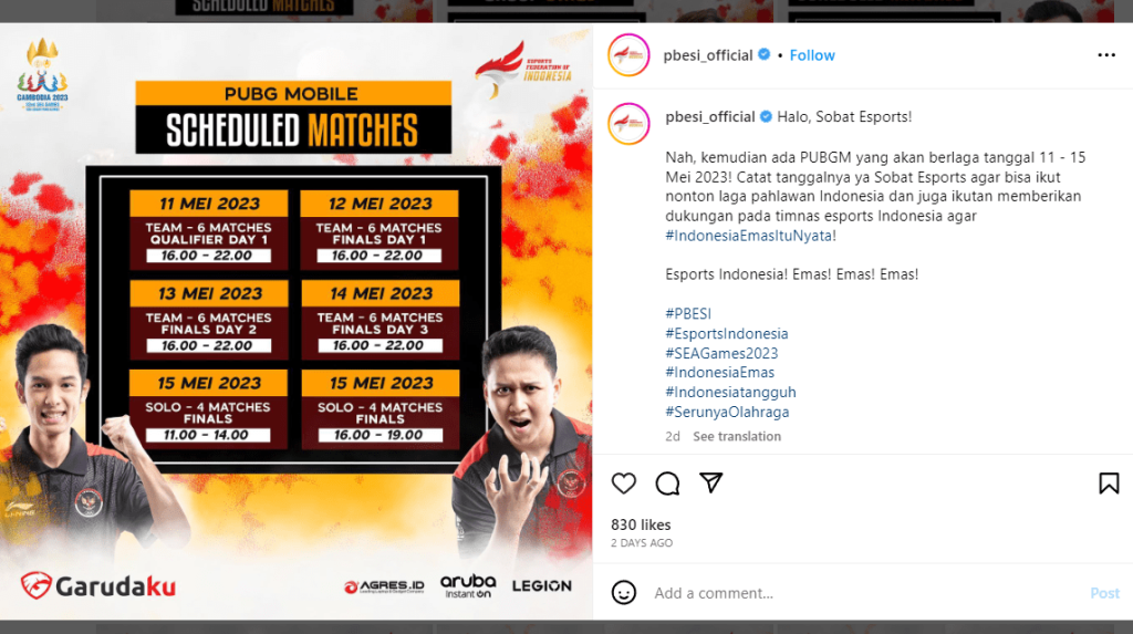 Jadwal Sea Games Cabang Pubg Mobile