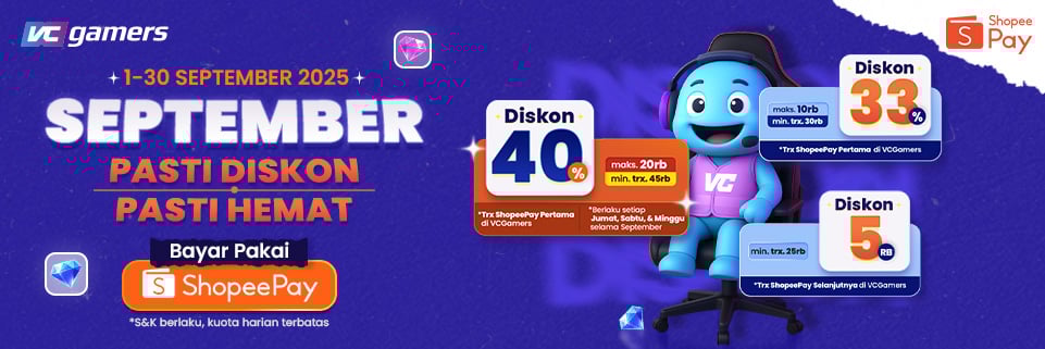 banner promo diskon ShopeePay PUBG Mobile di VCGamers sampai dengan 44%
