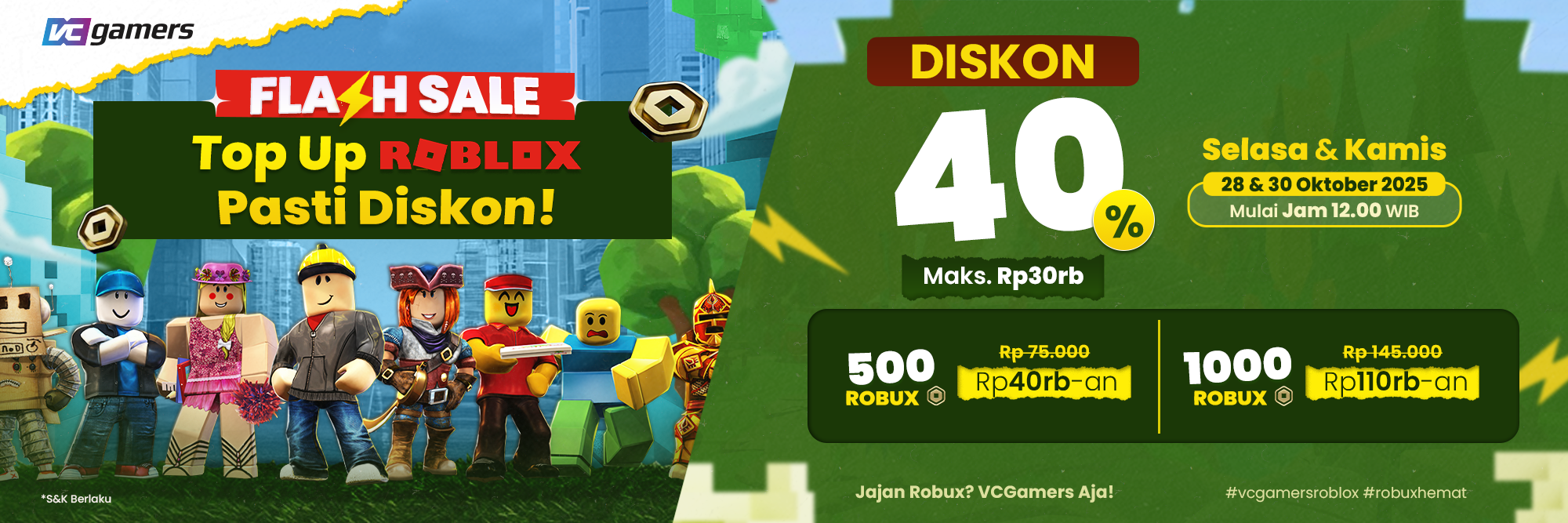 Flash Sale Roblox - ROBUX Murah!