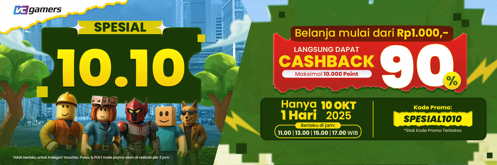 SPESIAL 10.10, Langsung Dapat Cashback 90%