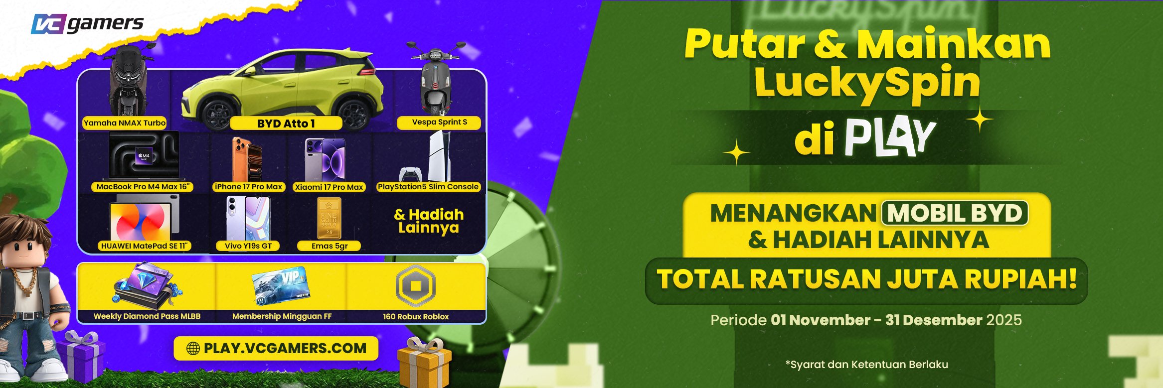 Putar & Mainkan LuckySpin di PLAY! Menangkan total ratusan juta rupiah!