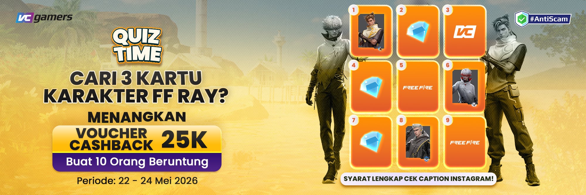 Quiz Time! Cari 3 Kartu Karakter FF Ray?