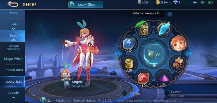 Trik Dan Tips Lucky Spin Hero Angela Mobile Legends April 2021   