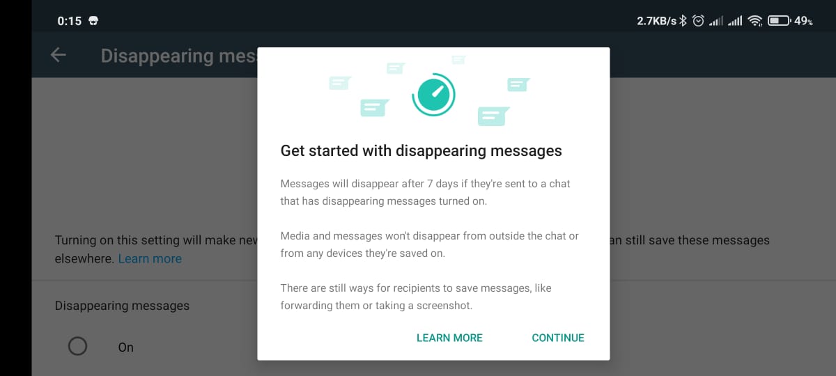 Disappearing Messages new feature whatsapp