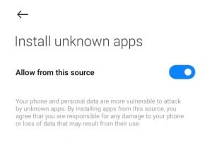 アクセス許可 不明なアプリのインストール