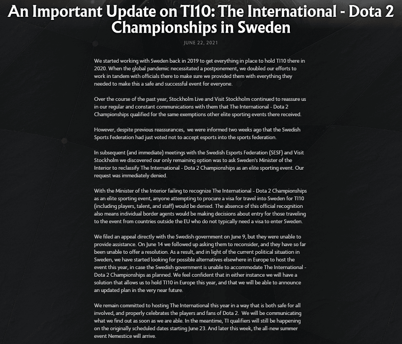 TI10 cancelled