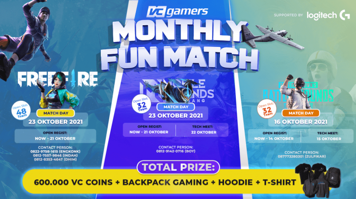 VCGamers x Logitech G – Monatliches Fun Match FF, MLBB und PUBGM 2021