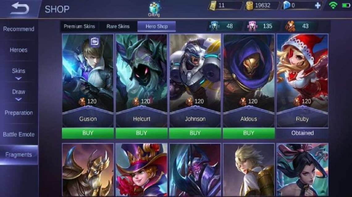 Когда вышел мобайл. Mobile Legends имена персонажей. Персонажи mobile Legends карточки. Магазин фрагментов в mobile Legends. Название героев мобайл легенд.