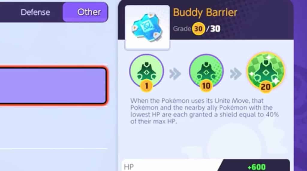 Right item 1. Buddy Barrier Pokemon Unite.