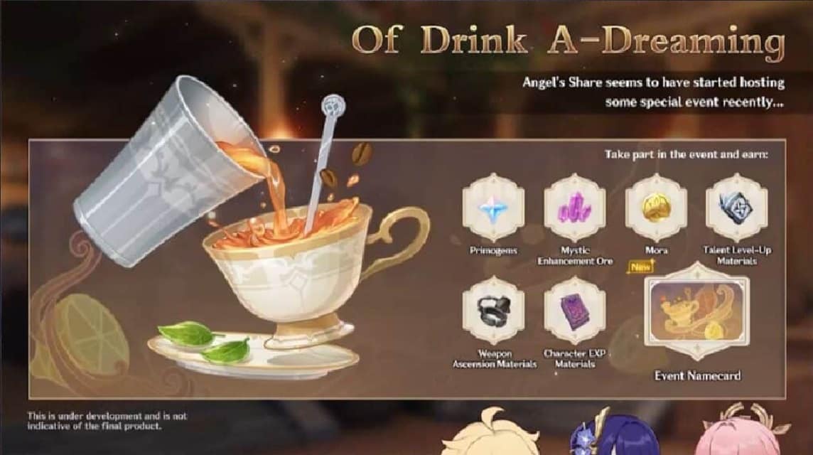 Version 2.5 new events Genshin Impact Of Drink A-Dreaming