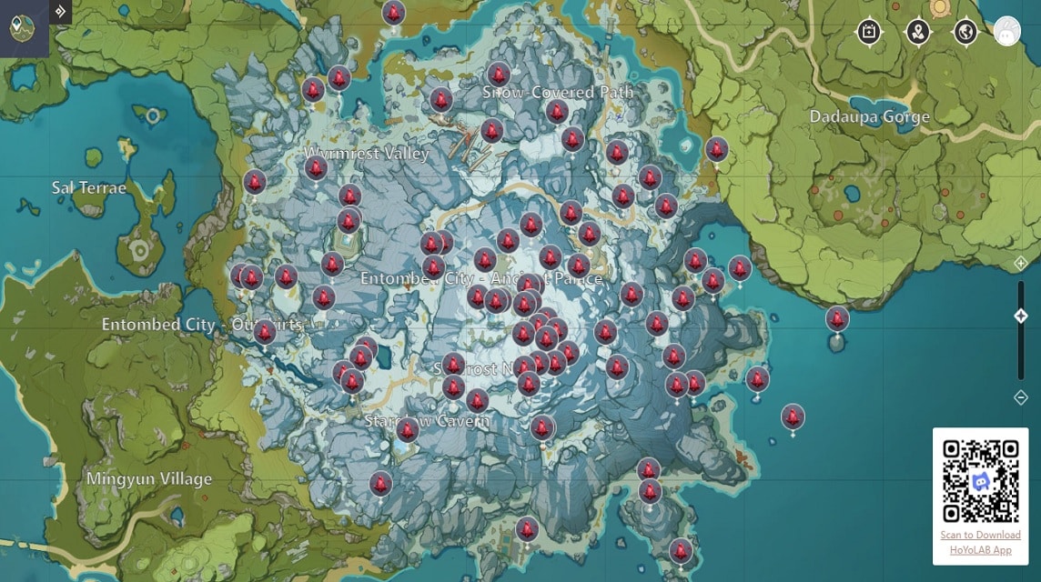 Lage der Crimson Genshin Impact Map