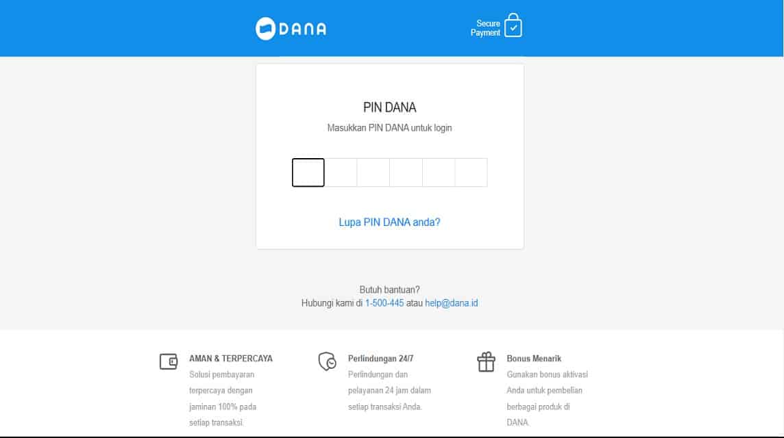 DANA というサードパーティの Web サイトにリダイレクトされます。最初に、DANA アプリケーションを使用するために使用する電話番号を入力します。ピンを入力