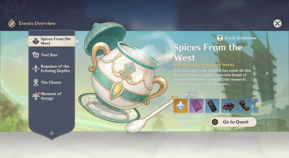 Spices Guide From the West Genshin Impact, Get 420 Primogems!