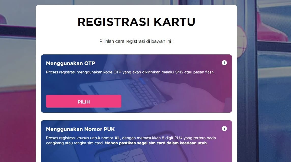 cara registrasi kartu XL