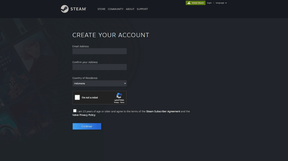 Cara Bikin Akun Steam Melalui Website