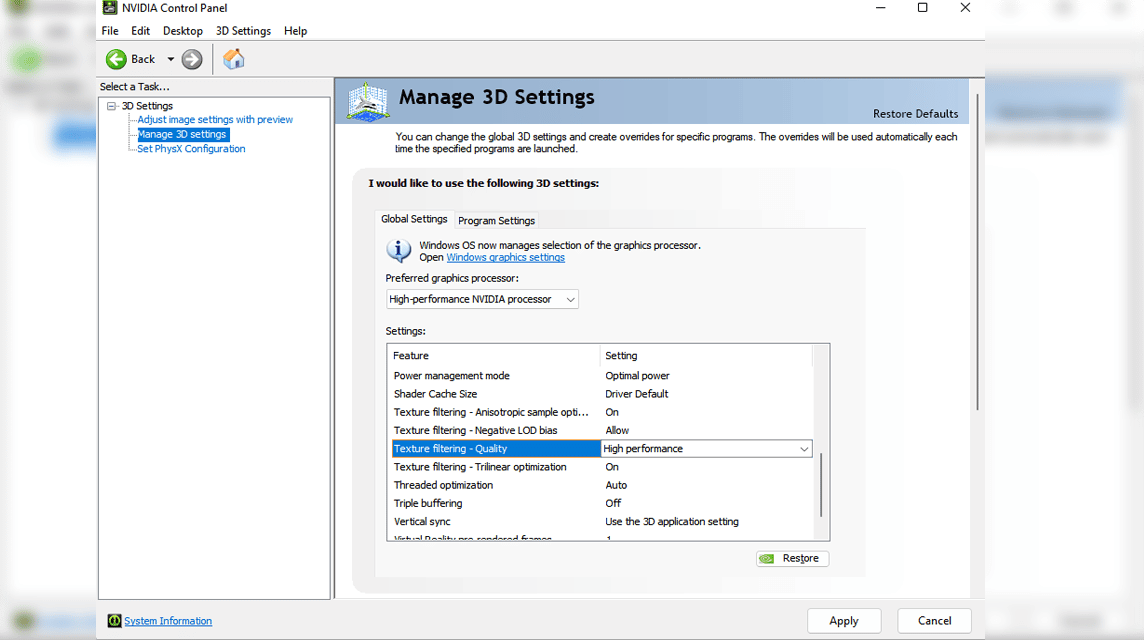 Nvidia control panel settings. Aunkere NVIDIA settings.