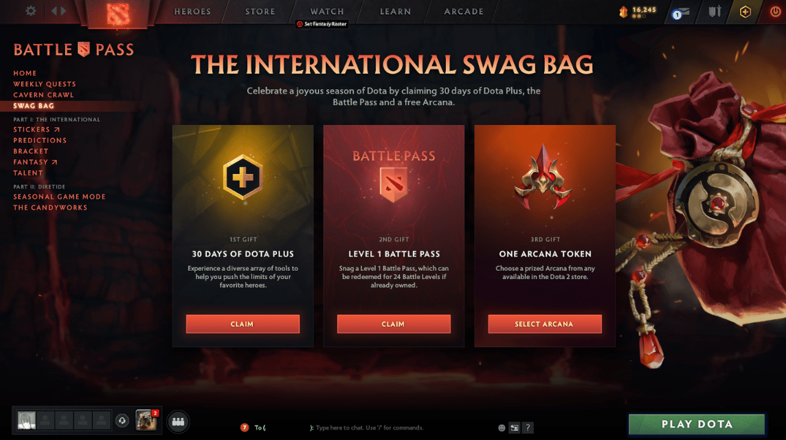 Hadiah Battle Pass dan Dota Plus