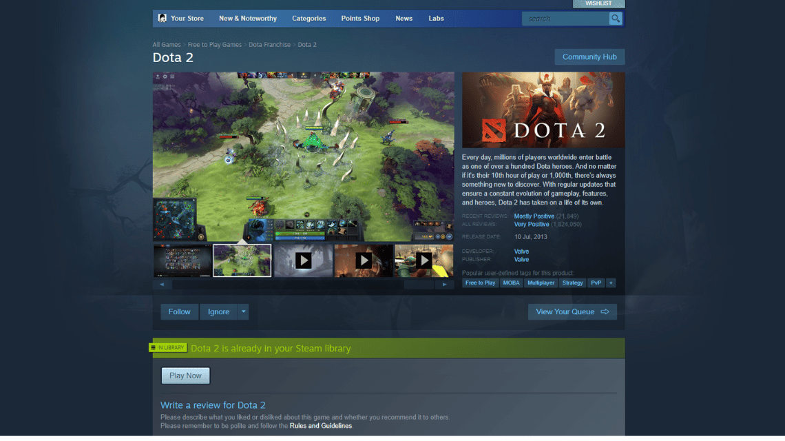 Steam-Seite So erhöhen Sie die FPS von Dota 2