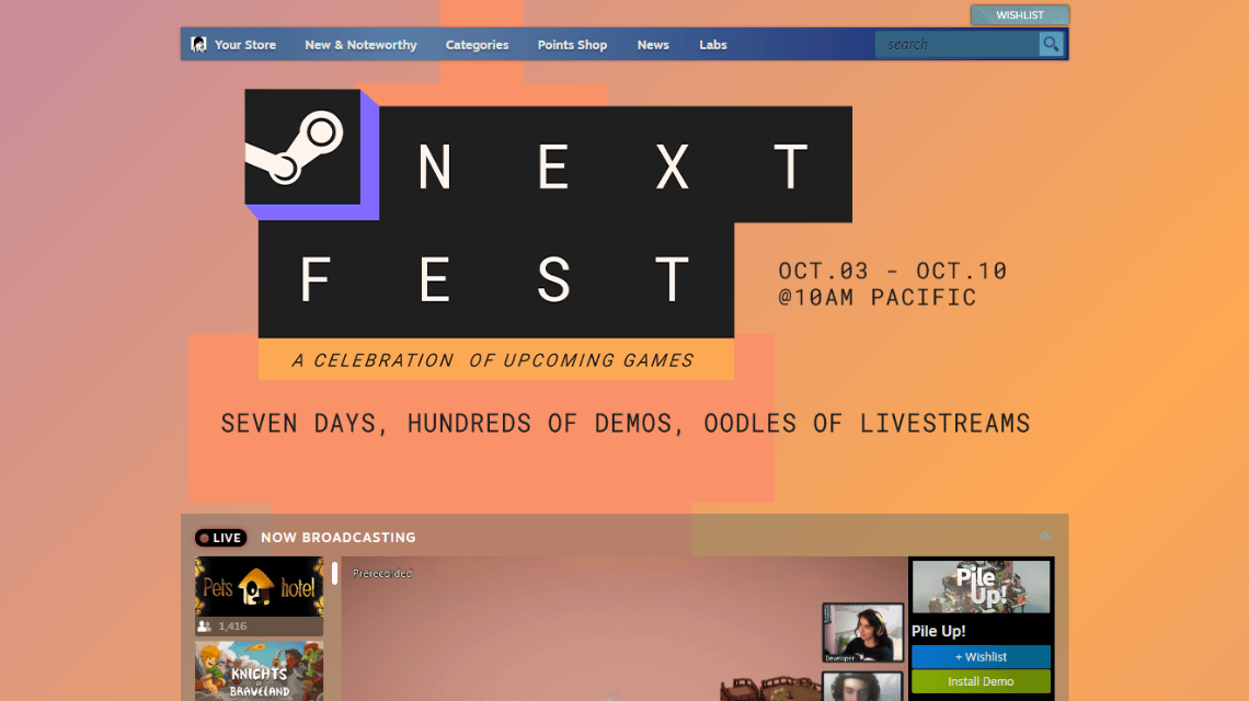 NextFestSteam-Menü