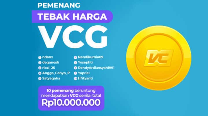 Indodax での VCG Price Guess 当選者の発表