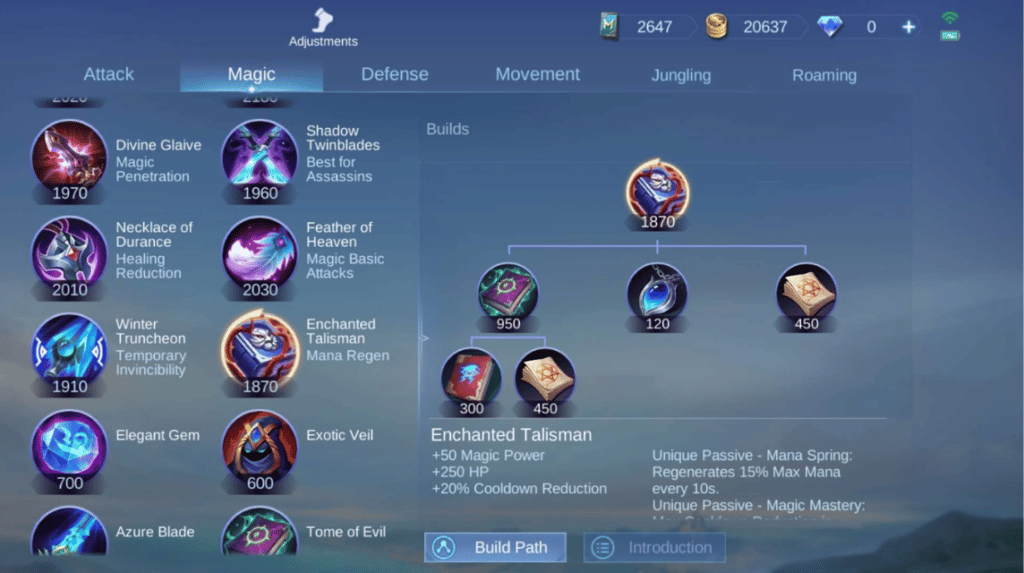 Recommended Build for Xavier MLBB Season 26