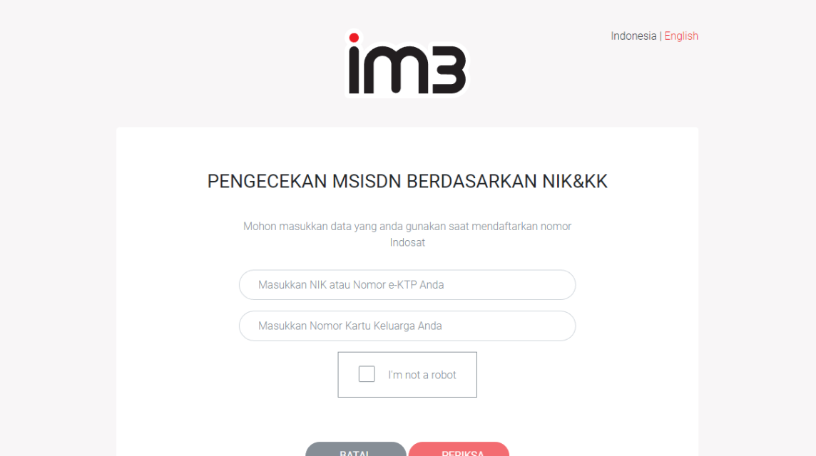 Cek Nomor Indosat Website
