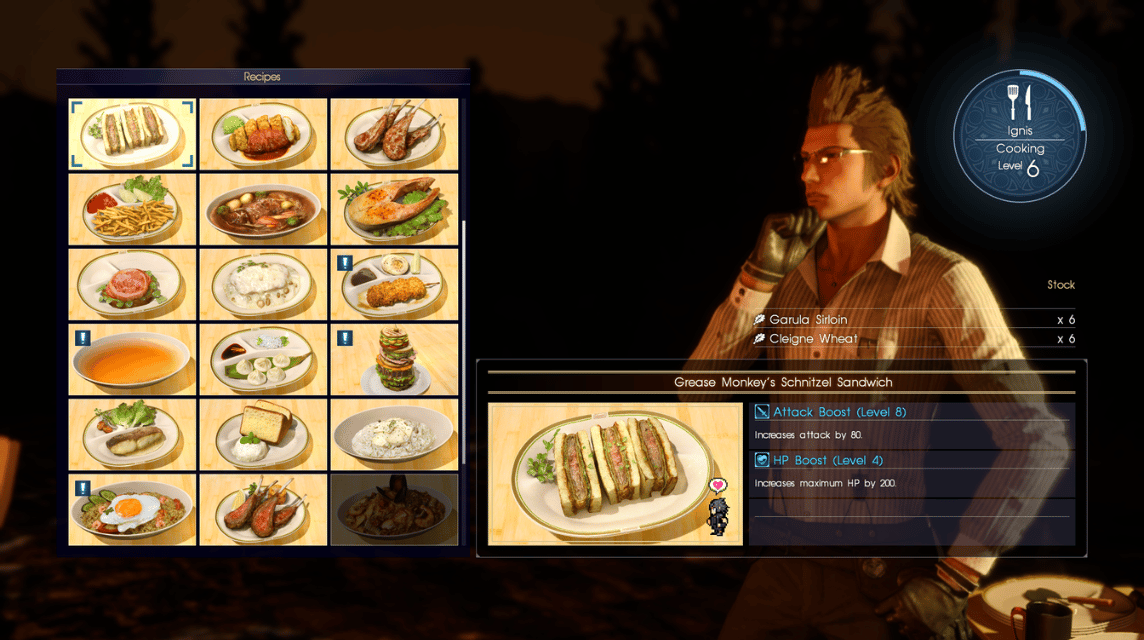 FFXV's In-Game Cooking