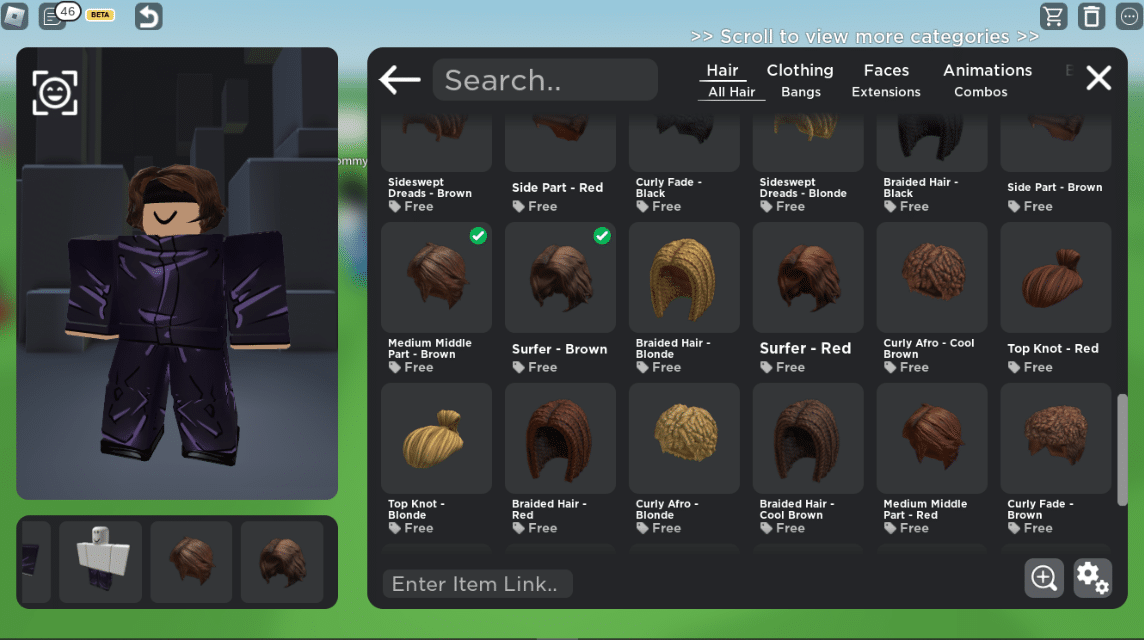 Roblox Free Hair Combination Examples
