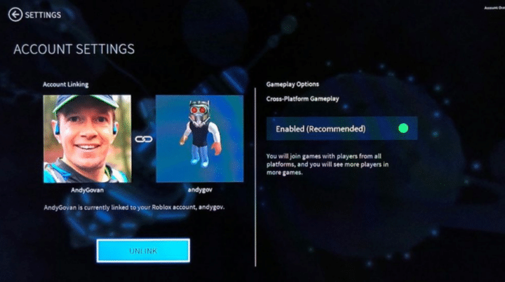 How To Download And Link A Roblox Account On Xbox Roblox Di Xbox Account Settings 720x403