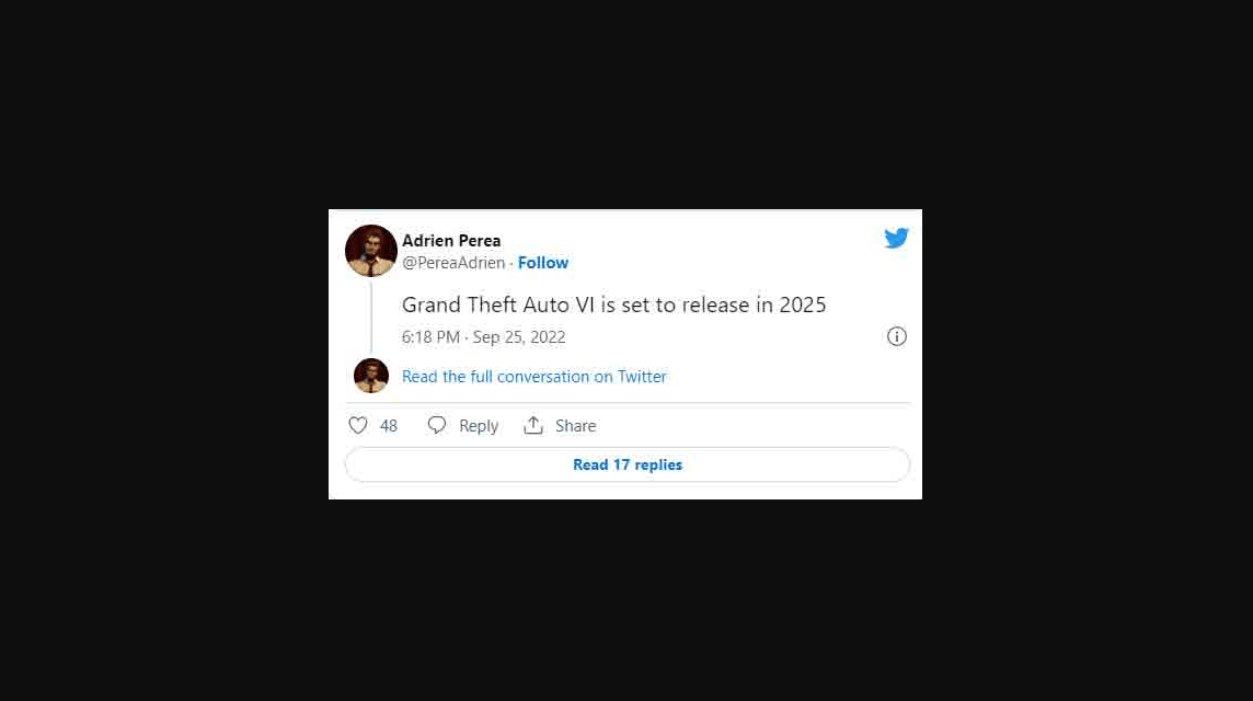 GTA 6 Release Date on Twitter