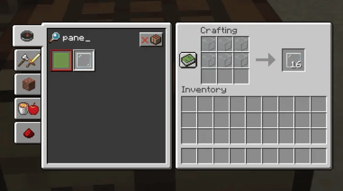 Glasscheibenrezept in Minecraft