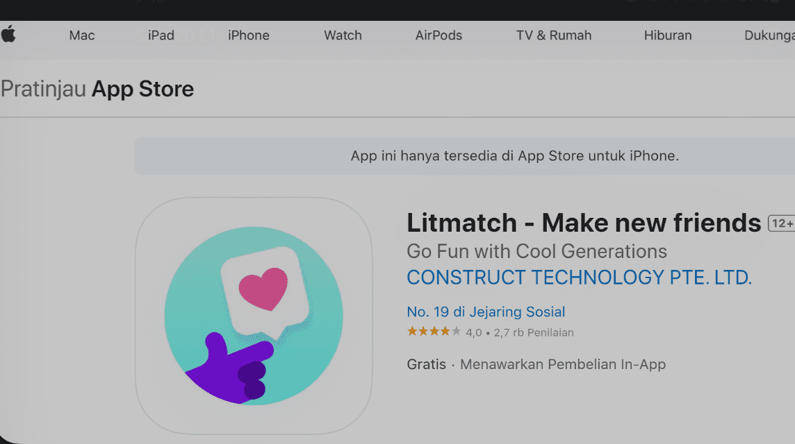 Litmatch feature. Source: App Store