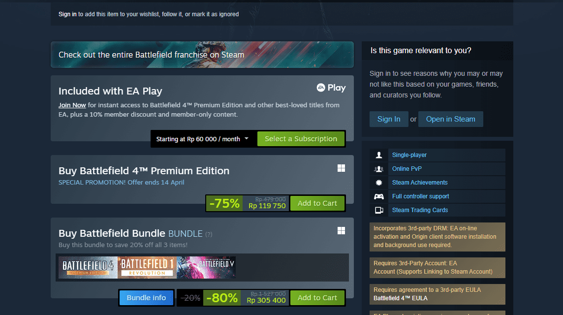 Buy Battlefield 4 Premium Edition Steam Key cheap price