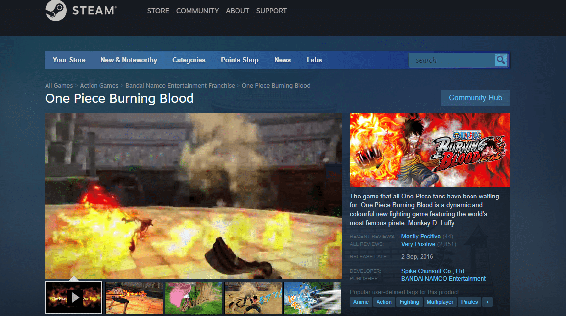 Save 90% on One Piece Burning Blood on Steam