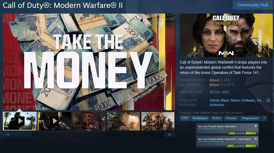 Günstige Spiele Rabatt Steam Call OF Duty Modern Warfare II