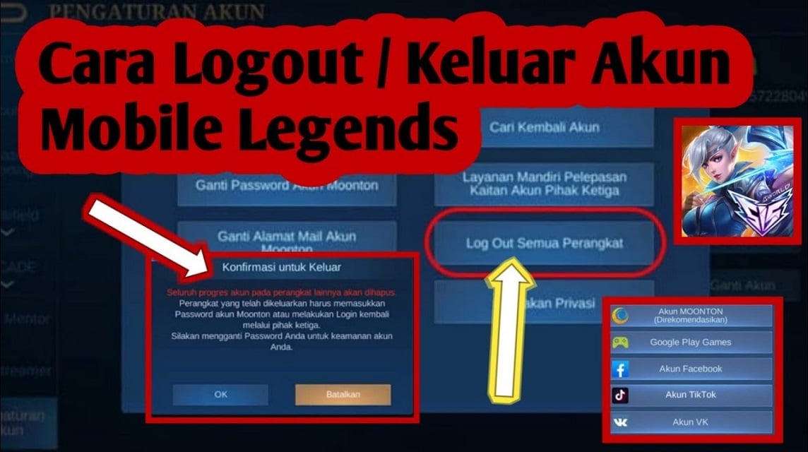 how to log out mobile legends account