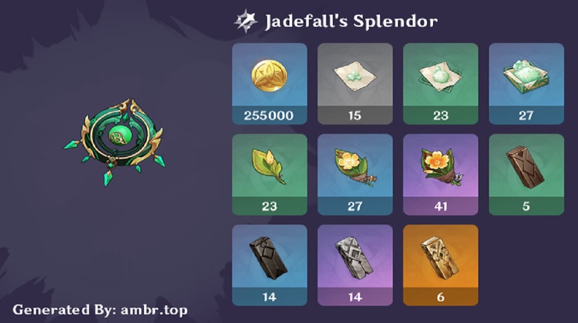 Jadefall Splendor 原神の衝撃アセンション素材