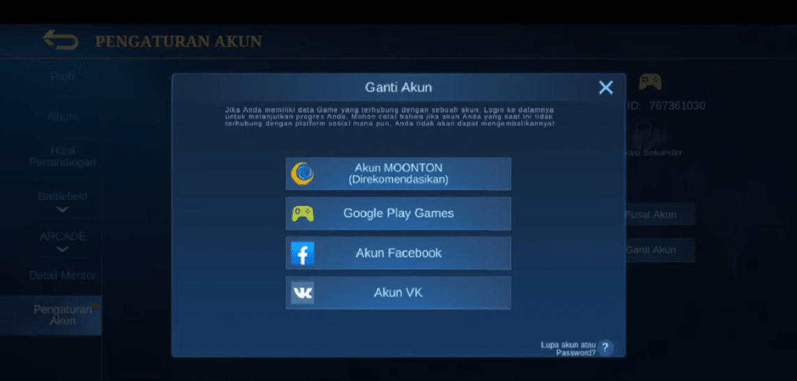 Login to Mobile Legends on a New Cellphone with an Old Account