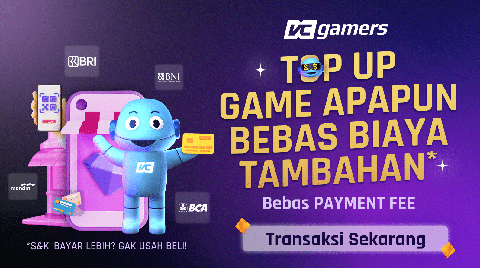 VCGamers Free Admin Fee Free Payment Fee