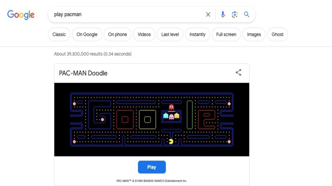 Google Doodle Presents Pacman: Play Pacman Online