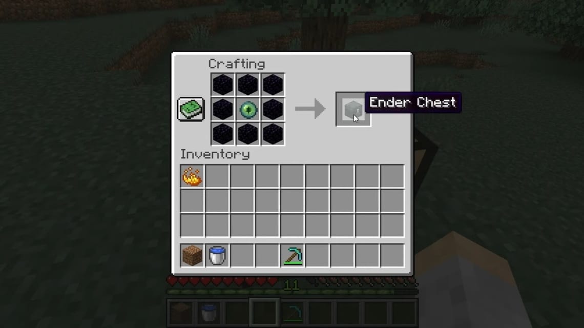 Recipe for making an Ender Chest in Minecraft