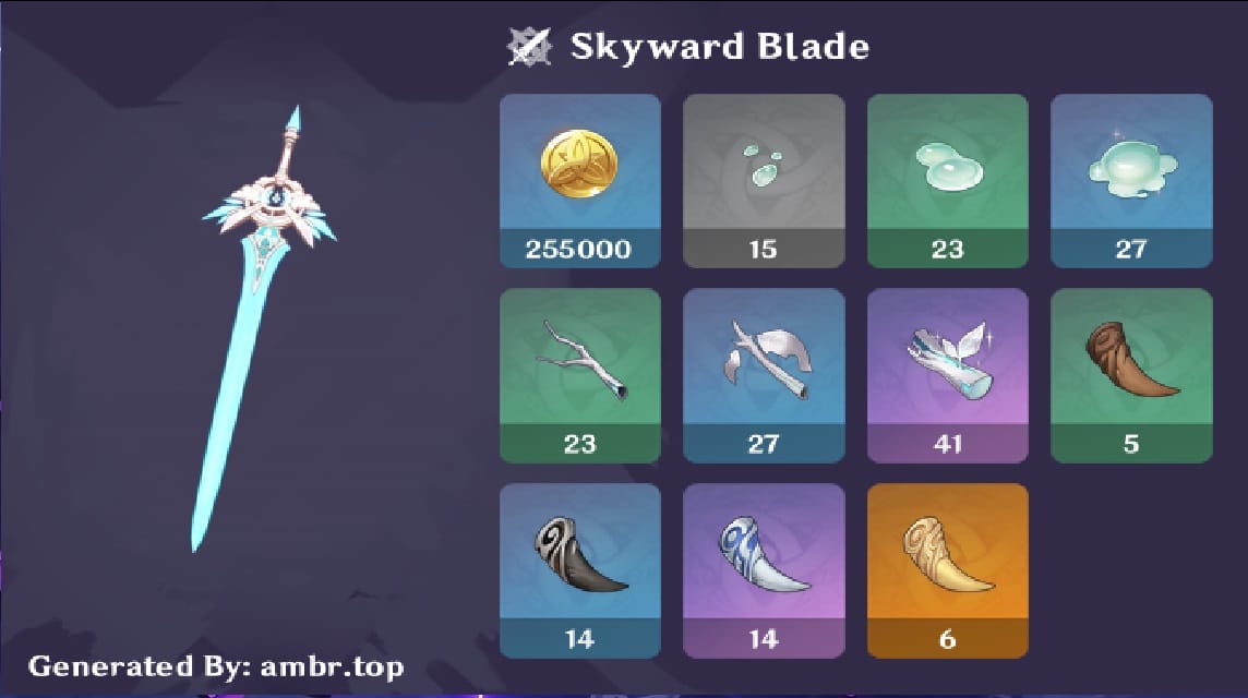 skyward blade material ascension