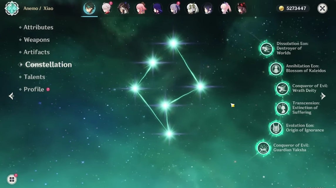 xiao genshin impact constellation