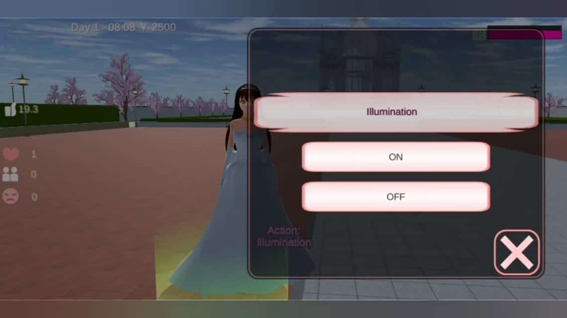 Cara menikah di Sakura School Simulator - mengaktifkan efek illumination