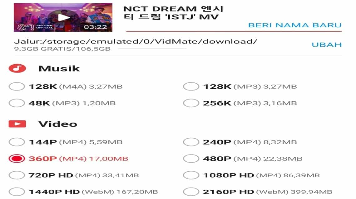 Resolusi dan format video