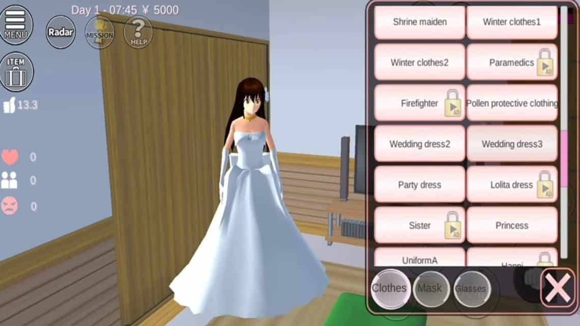 サクラスクールシミュレーターで結婚する方法 - ウェディングドレス