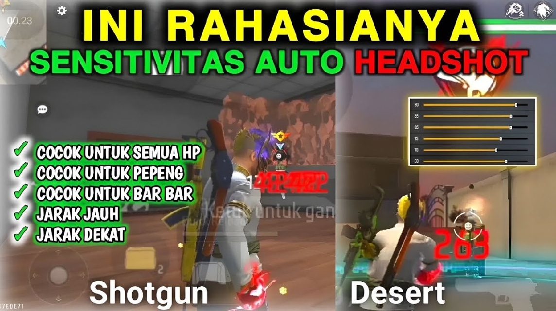 Sensitivitas FF Auto Headshot Semua Senjata