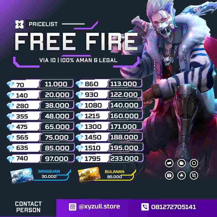 Jual 1450 Diamonds Free Fire Xyzull Store | VCGamers