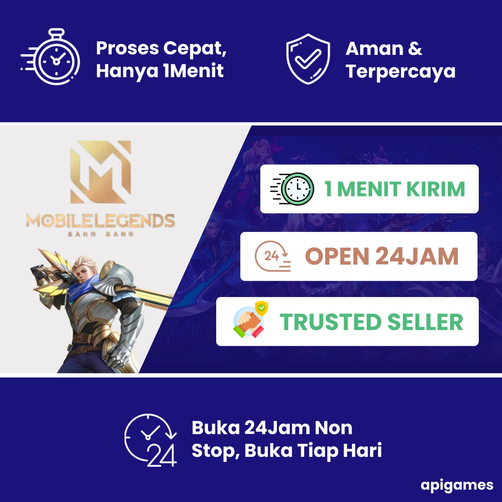 Jual 406 Diamonds Mobile Legends ApiGames | VCGamers