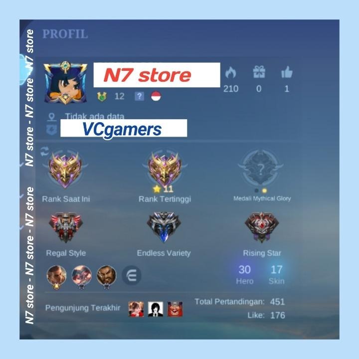 Jual AKUN MITHIC 448 MATCH ALL SEASON Mobile Legends N7 | VCGamers